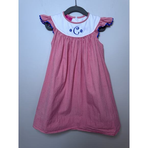 Claire & Charlie Gingham Bishop Dress Embroidered "c" Size 2T - Picture 1 of 9